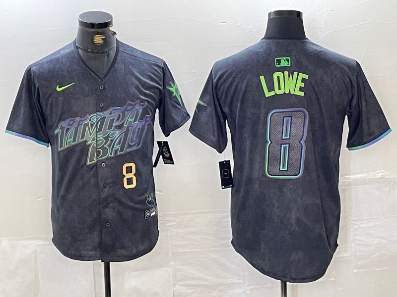 Men Tampa Bay Rays 8 Lowe Nike MLB Limited City Connect Black 2024 Jersey style 2